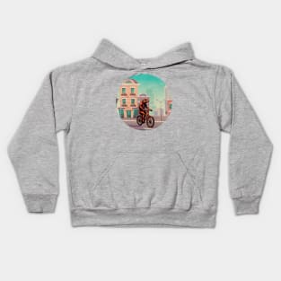 Adorable Lizard On A Bike Ride Kids Hoodie